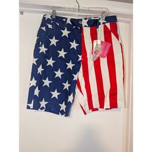 Royal & Awesome golf shorts American flag NWT sz 36